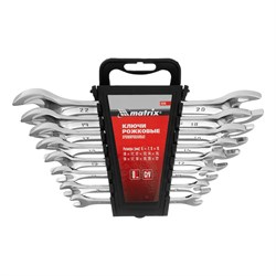 Набор ключей рожковых 8 шт, 6-22мм, CrV, Elliptical, зеркальное хромирование Matrix 15238 - фото 755306