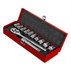 Набор торцевых головок, 1/2", головки 10 - 24 мм, с трещот. ключом, 12 предметов Matrix 13526 - фото 755854