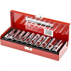 Набор торцевых головок 1/2", головки 10 - 22 мм, удлиненные, 10 предметов Matrix 13581 - фото 755874