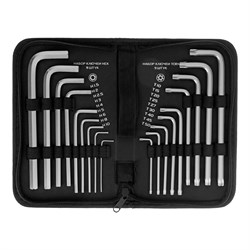 Набор ключей имбусовых HEX-Torx , 18 шт: HEX 1.5-10 мм, T10-T50, CrV, удлиненных, с сатиновым покрытием Matrix 12315 - фото 757182