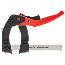 Струбцина реечная быстрозажимная, пластиковый корпус рычажно-храповой механизм, 100 х 90 х 195 мм, штанга 5 х 20 мм Matrix 20734 - фото 758198