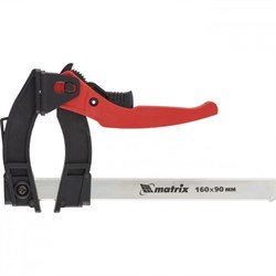 Струбцина реечная быстрозажимная, пластиковый корпус рычажно-храповой механизм, 160 х 90 х 240 мм, штанга 5 х 20 мм Matrix 20735 - фото 758202