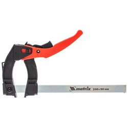 Струбцина реечная быстрозажимная, пластиковый корпус рычажно-храповой механизм, 200 х 90 х 290 мм, штанга 5 х 20 мм Matrix 20736 - фото 758203