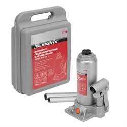 Домкрат гидравлический бутылочный, 4 т, h подъема 194-372 мм, в пластиковом кейсе Matrix 50775 - фото 760318