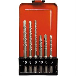 Набор буров по бетону, 6-8-10 х 110.6-8-10 х 160 мм, 6 шт, в пластиковой коробке, SDS Plus Matrix 71096 - фото 763027