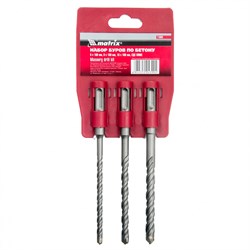 Набор буров по бетону, 6 х 160, 8 х 160, 10 х 160 мм, 3 шт, на подвесной карте, SDS Plus Matrix 71099 - фото 763029