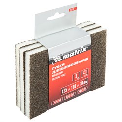 Губка для шлифования, 125 х 100 х 10 мм, мягкая, 3 шт, P 60/80, P 60/100, P 80/120 Matrix 75715 - фото 763340