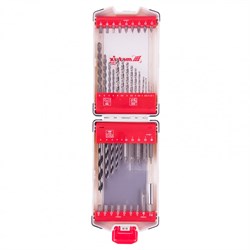 Набор сверл комбинированный, сверла по металлу 1-6 мм, бетону 4-8 мм, дереву 3-8 мм, биты 22 шт, адаптер, 44 предмета, Pro Matrix 725644 - фото 763961