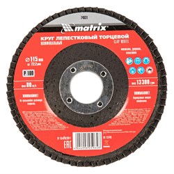 Круг лепестковый торцевой, P 100, 115 х 22.2 мм Matrix 74031 - фото 765088