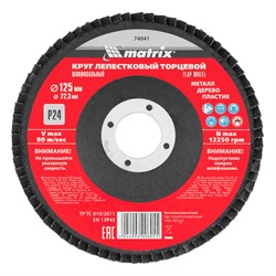 Круг лепестковый торцевой, P 24, 125 х 22.2 мм Matrix 74041 - фото 765114