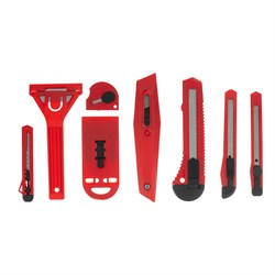 Набор ножей, выдвижные лезвия, 9 мм-3 шт, 18 мм-2 шт, скребки 40 и 52 мм Matrix 78991 - фото 765817