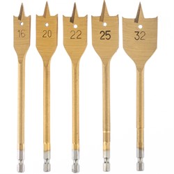 Набор сверл перовых по дереву, 16-20-22-25-32 мм, 5 шт, пластиковый кейс, Matrix 70443 - фото 767066