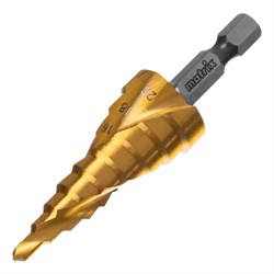 Сверло ступенчатое, 4-6-8-10-12-14-16-18-20 мм, HSS, спиральный профиль, шестигранный хвостовик Matrix 72356 - фото 767811