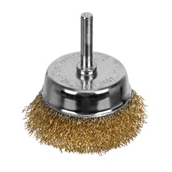 Щетка для дрели, 65 мм, "чашка" со шпилькой, латунированная витая проволока Matrix 74477 - фото 768545