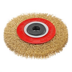 Щетка для точила, 100 мм, посадка 20 мм, плоская, латунир. витая проволока Matrix 74658 - фото 768581