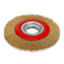 Щетка для точила, 150 мм, посадка 32 мм, плоская, латунированная витая проволока Matrix 74660 - фото 768586