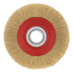 Щетка для точила, 200 мм, посадка 32 мм, плоская, латунированная витая проволока Matrix 74662 - фото 768599