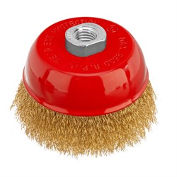 Щетка для УШМ, 100 мм, М14, "чашка", латунированная витая проволока Matrix 74605 - фото 768661