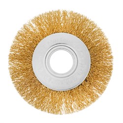 Щетка для УШМ, 100 мм, посадка 22.2 мм, плоская, латунированная витая проволока Matrix 74648 - фото 768671