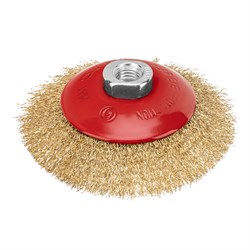 Щетка для УШМ, 115 мм, М14, "тарелка", латунированная витая проволока Matrix 74612 - фото 768680