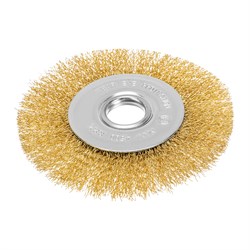 Щетка для УШМ, 125 мм, посадка 22.2 мм, плоская, латунированная витая проволока Matrix 74656 - фото 768706