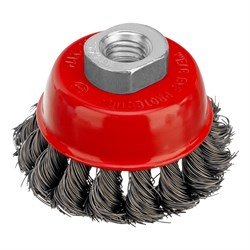 Щетка для УШМ, 65 мм, М14, "чашка", крученая проволока 0.35 мм Matrix 74613 - фото 768779