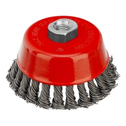 Щетка для УШМ, 100 мм, М14, "чашка", крученая проволока 0.8 мм Matrix 74623 - фото 768825