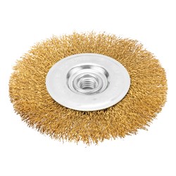 Щетка для УШМ, 125 мм, М14, плоская, латунированная витая проволока Matrix 74651 - фото 768892