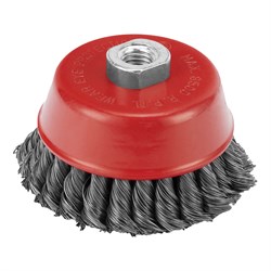 Щетка для УШМ, 100 мм, М14, "чашка", двухрядная, крученая проволока 0.35 мм Matrix 74677 - фото 768910