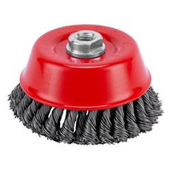 Щетка для УШМ, 125 мм, М14, "чашка", двухрядная, крученая проволока 0.8 мм Matrix 74688 - фото 768947