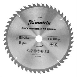 Пильный диск по дереву, 305 х 30 мм, 48 зубьев Matrix Professional 73277 - фото 769592