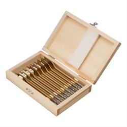 Набор сверл перовых по дереву, 10-12-14-16-18-20-22-25 мм, 8 шт, деревянный кейс Matrix 70441 - фото 770533