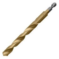 Сверло по металлу, 10 мм, HSS, нитридтитановое покрытие, шестигранный хвостовик Matrix 717952 - фото 770681