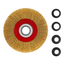 Щетка для точила, 125 мм, посадка 20 мм, плоская, латунированная витая проволока Matrix 74659 - фото 771159