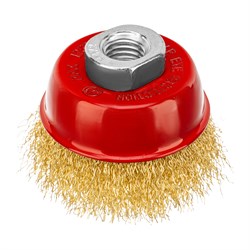 Щетка для УШМ, 65 мм, М14, "чашка", латунированная витая проволока Matrix 74603 - фото 771169