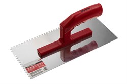 Гладилка из нержавеющей стали, 280 х 130 мм, зеркальная полировка, пластмассовая ручка, зуб 4 х 4 мм Matrix 86780 - фото 771594