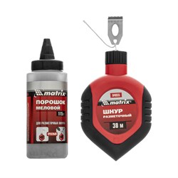 Шнур разметочный в пластмассовом обрезиненном корпусе, порошок красный Matrix 84855 - фото 773121