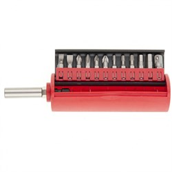 Набор бит, сталь S2, 12 шт, встроенный магнитный адаптер, пластиковый кейс Matrix 11314 - фото 774450