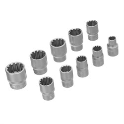 Набор универсальных торцевых головок, 3/8, SpLine, CrV, 10 шт, 8-19 мм Stels 13639 - фото 775561