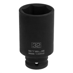 Головка ударная удлиненная шестигранная, 32 мм, 1/2, CrMo Stels 13952 - фото 775930