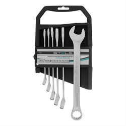 Набор ключей комбинированных, 8-17 мм, 6 шт, CrV, матовый хром Stels 15427 - фото 776292