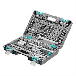 Набор инструментов, 1/2", 1/4", CrV, пластиковый кейс 82 предмета Stels 14105 - фото 776733