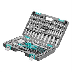 Набор инструментов, 1/4", 3/8", 1/2", Cr-V, S2, усиленный кейс, 151 предмет Stels 14114 - фото 776957