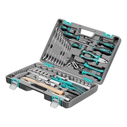 Набор инструментов, 1/2", 1/4", CrV, 12 гранные головки, пластиковый кейс, 76 предметов Stels 14116 - фото 777026