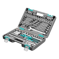 Набор инструментов 1/2", 1/4", CrV, 12 гранные головки, пластиковый кейс, 82 предмета Stels 14117 - фото 777061