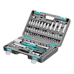 Набор инструментов 1/2", 1/4", CrV, 12 гранные головки, пластиковый кейс, 94 предмета Stels 14118 - фото 777091