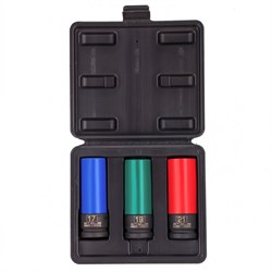 Набор головок ударных 6-гранных удлиненных для колесных дисков (17,19,21 мм) 1/2" 3 шт Stels 13953 - фото 777440