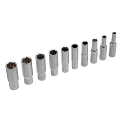 Набор удлиненных торцевых головок 1/4, шестигранные, CrV, 10 шт, 4-13 мм Stels 13605 - фото 777458