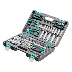 Набор инструментов, 1/2", 1/4", CrV, пластиковый кейс 69 предметов Stels 14108 - фото 777587