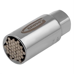 Головка торцевая многоразмерная, CrV, 6-21 мм, под квадрат 3/8, CrV, хромированная Gross 13191 - фото 781025